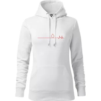 Dámská mikina Poker EKG kule kára - Mikina dámská Cape s kapucí - M ( Bílá )