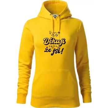 Dámská mikina Psací děkuji za to, že jsi - Mikina dámská Cape s kapucí - 2XL ( Žlutá )