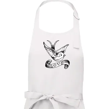 Kuchyňská zástěra Love holubice - kreslená - Pánská zástěra na vaření - Univerzální velikost ( Bílá )