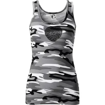 Dámské tričko Otisk prstu srdce - Dámské Maskáčové tílko - 2XL ( Šedý maskáč )