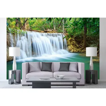 Fototapeta DIMEX | Samolepicí vliesová fototapeta na zeď Vodopád v Asii MA-5-3260 | 375 x 250 cm | zelená, modrá, bílá, hnědá + Samolepicí vliesová fototapeta na stěnu DIMEX Vodopád v Asii MA53260 v rozměru 375 x 250 cm