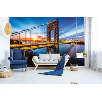 Fototapeta DIMEX | Samolepicí vliesová fototapeta na zeď Most George Washingtona MA-5-3008 | 375 x 250 cm | modrá, černá, oranžová, hnědá + Samolepicí vliesová fototapeta na stěnu DIMEX Most George Washingtona MA53008 v rozměru 375 x 250 cm
