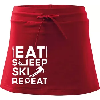 Dámská sukně Eat sleep ski repeat - Sportovní sukně - two in one - S ( Červená )