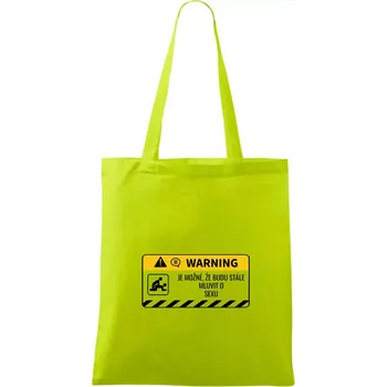 Warning mluvení - sex - Taška bavlněná - 42 x 38 cm ( Limetková )