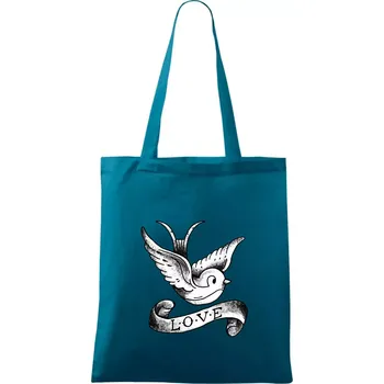 Love holubice - kreslená - Taška bavlněná - 42 x 38 cm ( Petrolejová )