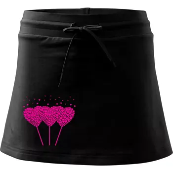 Dámská sukně Srdce balónky - Sportovní sukně - two in one - XS ( Černá )