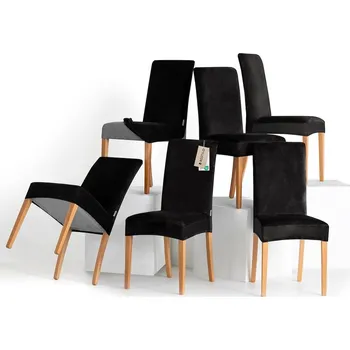 Potah na židli Napínací potah na židli s opěradlem SENTO 6 ks černý