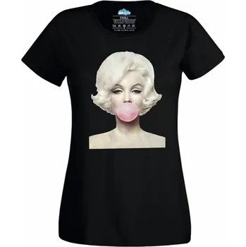 Dámské tričko Marilyn Monroe s žvýkačkou (Skladem XS-4XL) (Velikost: 4XL, Barva: Černá)
