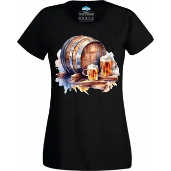Dámské tričko Pivní Sud Beer Barrel (Velikost: 4XL, Barva: Černá)