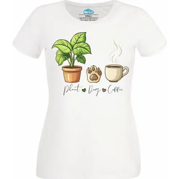 Dámské tričko Ranní rutina pejskaře (Velikost: 4XL, Barva: Bílá)