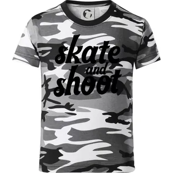 Chlapecké tričko Biatlon skate and shoot - Dětské maskáčové triko - 146 cm/10 let ( Šedý maskáč )