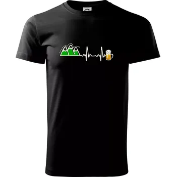Pánské tričko EKG z hor na pivo - Triko extra velké (5-8XL) - 6XL ( Černá )