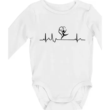 EKG moderní gymnastika stuha - Body kojenecké s dlouhým rukávem - Dlouhý r. 3-6 měs ( Bílá )