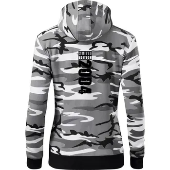 Dámská mikina Limited edition 2004 pruh - Dámská mikina trendy zipper s kapucí - XL ( Šedý maskáč )