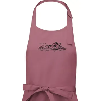 Kuchyňská zástěra Nový Zéland nápis a hory Aoraki - Mount Cook - Dámská zástěra na vaření - Univerzální velikost ( Starorůžová )
