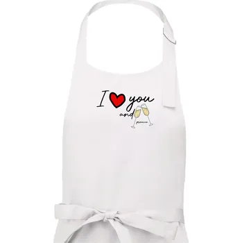 Kuchyňská zástěra I love you and prosecco - Pánská zástěra na vaření - Univerzální velikost ( Bílá )