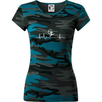 EKG moderní gymnastika stuha - Dámské maskáčové triko - S ( Petrolejová maskáč )