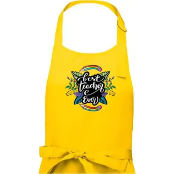 Kuchyňská zástěra Barevné tužky best teacher ever - Pánská zástěra na vaření - Univerzální velikost ( Žlutá )