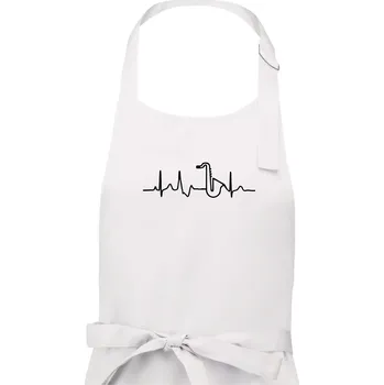 Kuchyňská zástěra Saxofon ekg - Dámská zástěra na vaření - Univerzální velikost ( Bílá )