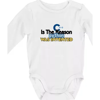 C++ Is The Reason Python Was Invented - Body kojenecké s dlouhým rukávem - Dlouhý r. do 3 měs ( Bílá )