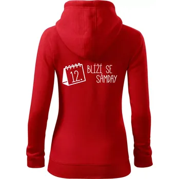 Dámská mikina Blíží se Sámday - Dámská mikina trendy zipper s kapucí - XS ( Červená )