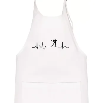 Kuchyňská zástěra Ekg běžkař - Dětská zástěra na vaření - Univerzální velikost ( Bílá )