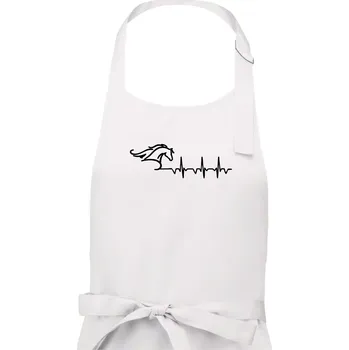 Kuchyňská zástěra Hlava koně EKG - Pánská zástěra na vaření - Univerzální velikost ( Bílá )
