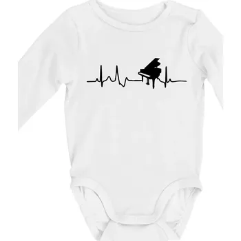 Piano ekg - křídlo - Body kojenecké s dlouhým rukávem - Dlouhý r. do 3 měs ( Bílá )