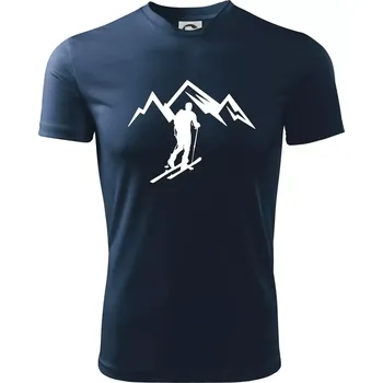 Skialp výlet na hory - Dětské triko sportovní (dresovina) - 158 cm/12 let ( Námořní modrá (velmi tmavá - téměř černá) )