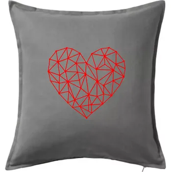 Polštář Srdce síť - Polštář 50x50 - 50x50 - Pouze potah ( Tmavě šedý melír )