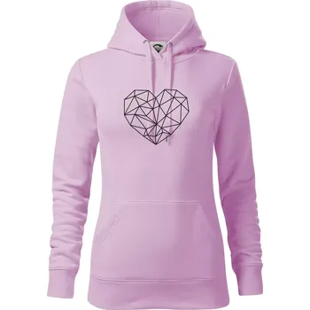 Dámská mikina Srdce geometrie - Mikina dámská Cape s kapucí - M ( Orchid )