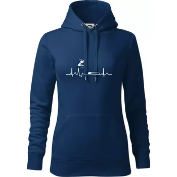Dámská mikina EKG skok do dálky - Mikina dámská Cape s kapucí - XS ( Půlnoční modrá )