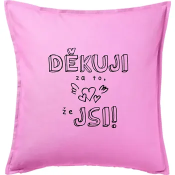 Polštář Děkuji za to, že jsi - Polštář 50x50 - 50x50 - Pouze potah ( Růžová )