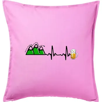 Polštář EKG z hor na pivo - Polštář 50x50 - 50x50 - Pouze potah ( Růžová )