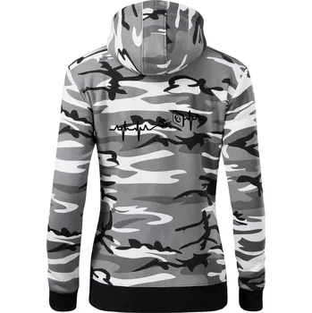 Dámská mikina EKG elektrikář - Dámská mikina trendy zipper s kapucí - XS ( Šedý maskáč )