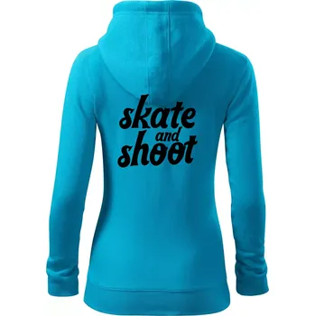 Dámská mikina Biatlon skate and shoot - Dámská mikina trendy zipper s kapucí - XL ( Světlý tyrkys )