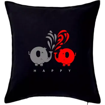 Polštář Slon veselý - Polštář 50x50 - 50x50 - Pouze potah ( Černá )