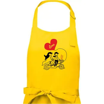 Kuchyňská zástěra Kolo manželé - Dámská zástěra na vaření - Univerzální velikost ( Žlutá )