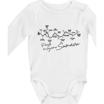 Šumava - Prostě milujeme Šumavu - Body kojenecké s dlouhým rukávem - Dlouhý r. do 3 měs ( Bílá )