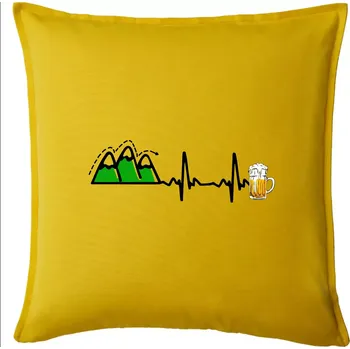 Polštář EKG z hor na pivo - Polštář 50x50 - 50x50 - Pouze potah ( Žlutá )