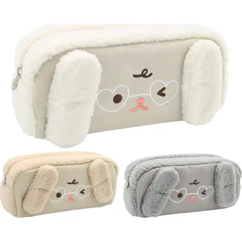 Penál Pouzdro na pera s plyšovým kožíškem, prázdné - Rabbit (mix barev)