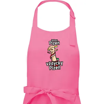 Kuchyňská zástěra Jednou Plzeň vždycky Plzeň - Dámská zástěra na vaření - Univerzální velikost ( Růžová )