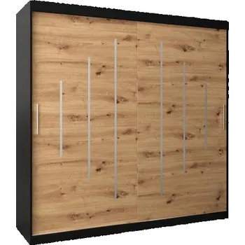 Šatní skříň Šatní skříň s posuvnými dveřmi YORK - 200x200cm -Černá-Dub Artisan-
