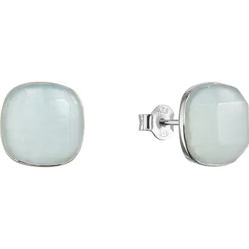 Náušnice Stříbrné náušnice čtverec s akvamarínem 11729.3