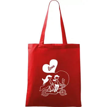 Nákupní taška Kolo manželé - Taška bavlněná - 42 x 38 cm ( Červená )