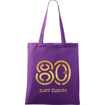 80 let zlatý člověk - Taška bavlněná - 42 x 38 cm ( Fialová )