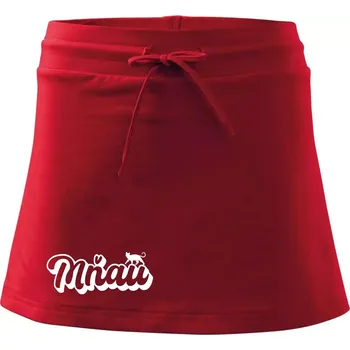 Dámská sukně Mňau nápis - Sportovní sukně - two in one - XS ( Červená )