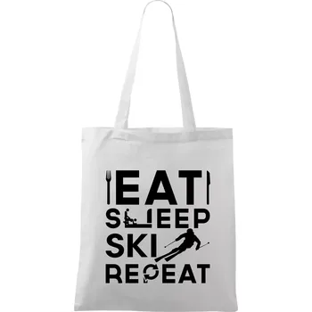 Eat sleep ski repeat - Taška bavlněná - 42 x 38 cm ( Bílá )