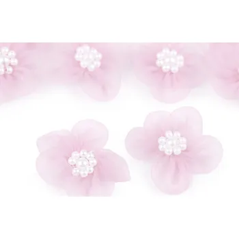 Monofilový květ Ø3-3,5 cm s perlami, barva 4 růžová sv.