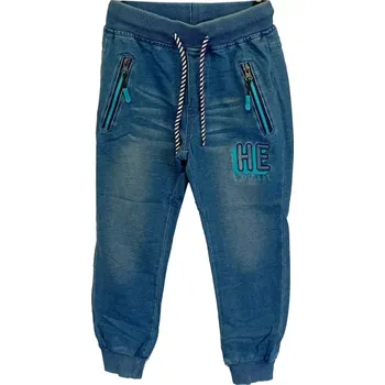 Dětské kalhoty KUGO riflový vzhled FK0280 modré se modrými prvky vel.140